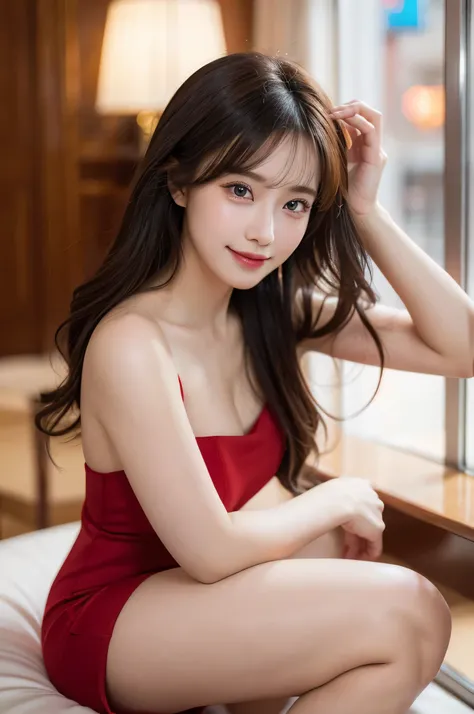 high quality, Super detailed, finely, High resolution, 8k wallpaper, perfect dynamic composition, beautiful and detailed eyes, natural color lip, random sexy pose,cute smile,Hotel,18 year old girl、beautiful and detailed face、perfect and beautiful face,Big ...