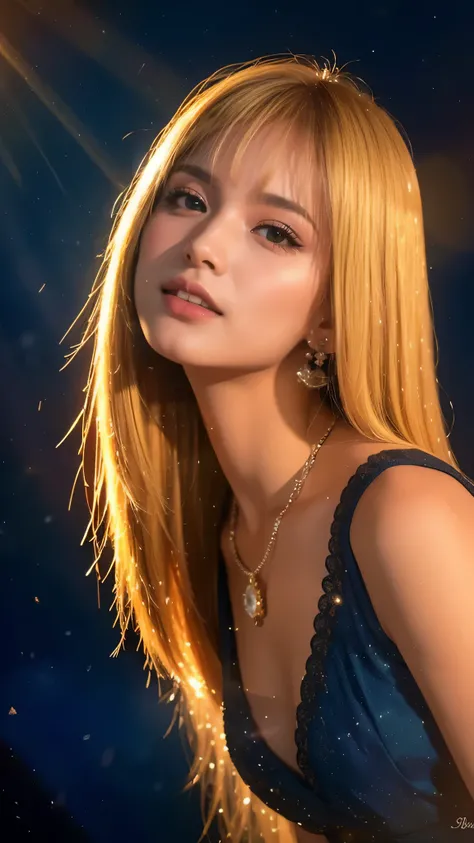 (masterpiece),(highest quality:1.2),1 girl,(Masseter muscle part:1.3),exquisite details, highest qualityの 8K 解像度, super detailed, realistic, Bright colors, soft tones, With warm and gentle lighting,(smooth straight blonde hair:1.2),(parted hair in the midd...