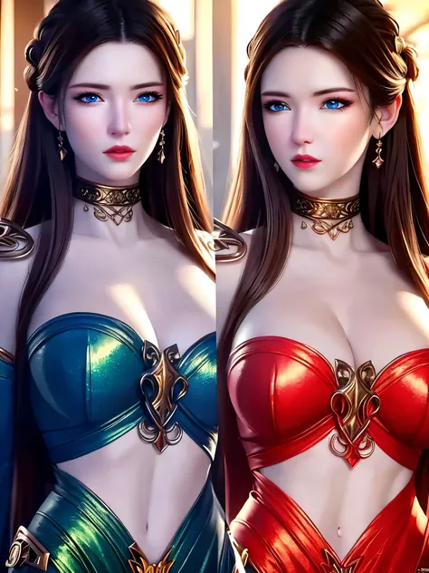 Unreal Engine 5 Realistic Rendering, detailed lips, long wavy hair, serpents for hair, fierce expression, pale complexion, mesmerizing gaze, mythical creature, dark and mysterious background, artistic oil painting style, vibrant colors, soft lighting, (hyp...