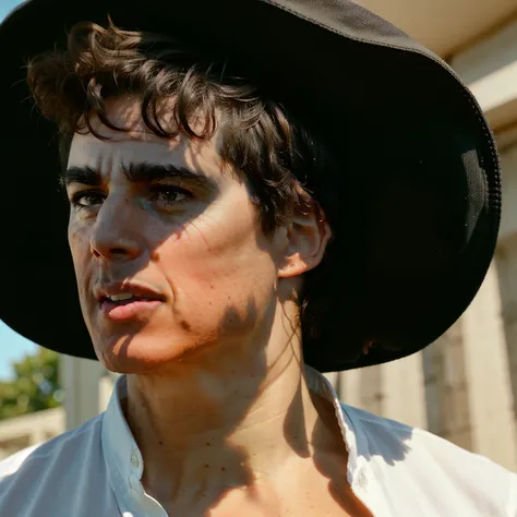 face portrait of (((one))) pietroboselli person wearing a tight white button up shirt, smirking, professional photography, high resolution, 4k, detailed photo, 1boy, by himself, no one else in the picture, just one,