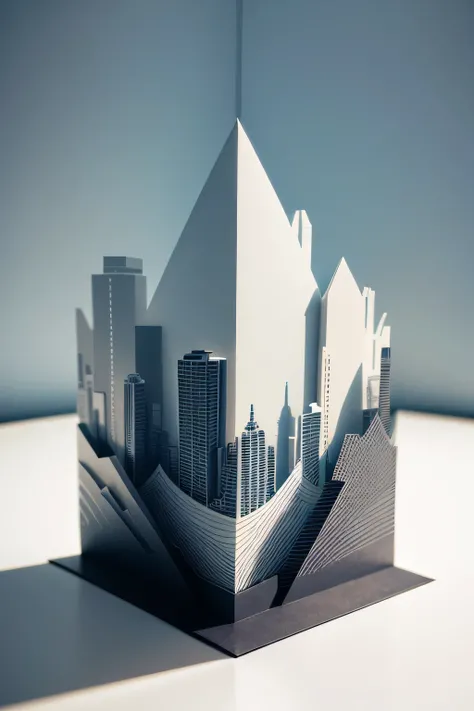 three dimensional，paper cut style，wallpaper，landscape