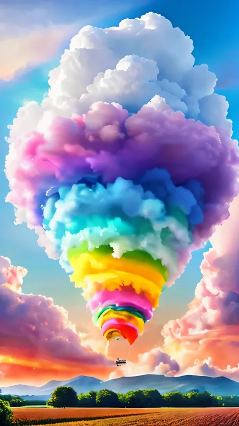 4k，phone wallpaper，Oil rainbow cloud，simple