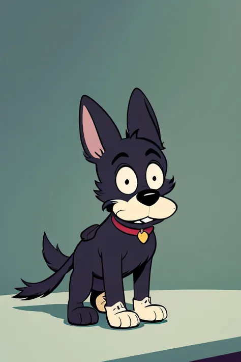 a dog character with the style of the itchy and scratchy