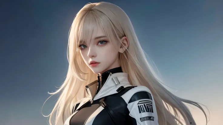 optimal，master piece，High resolution，best quality，hyper hd，super detail，Award-winning，16k，solo，（Upper body），correct anatomy，beautiful cyberpunk girl，cute face，，gradation beige hair，hair line，（（scarlet eyes）），long eyelashes，drooping corners of the eyes，whit...