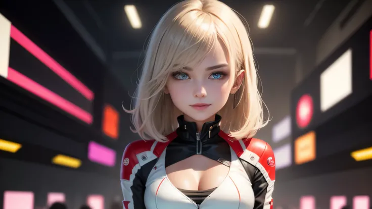 optimal，master piece，High resolution，best quality，hyper hd，super detail，Award-winning，16k，solo，（Upper body），correct anatomy，beautiful cyberpunk girl，cute face，，gradation beige hair，hair line，（（scarlet eyes）），long eyelashes，drooping corners of the eyes，whit...