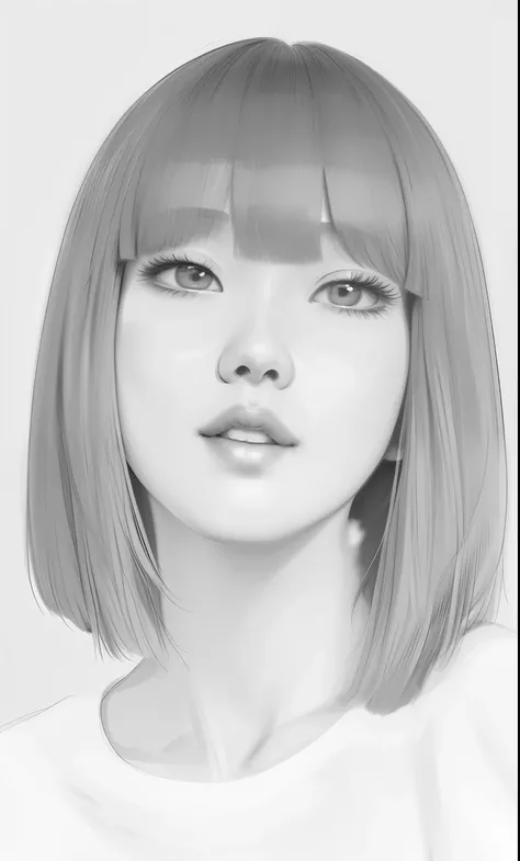 a drawing of a woman with a short hair and bangs, portrait of female korean idol, digital sketch, portrait digital art, digital portrait, portrait of kpop idol, portrait of jossi of blackpink, digital art portrait, digital illustration portrait, digital pe...