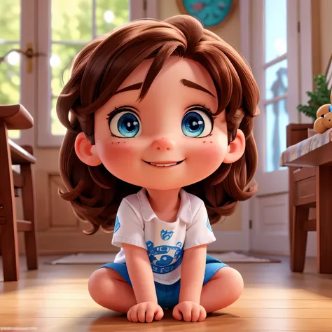 (best quality,4k,8k,highres,masterpiece:1.2),ultra-detailed,(illustration:1.37),beautiful detailed blue eyes,beautiful detailed lips,extremely detailed eyes and face,long eyelashes,1  girl toddler in diaper,smiling,joyful expression,happy,brown hair,sittin...