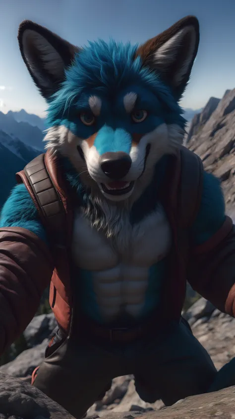 5D portrait of furry max foxwell Today he grew up and became an adventurer now he goes shirtless exploring the mountains and very naughty he likes men but he is still the same boy inside looking at the viewer with a very perverted smile while he is climbin...