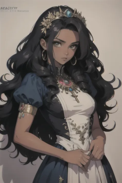 ((best quality)), ((masterpiece)), (detailed), perfect face, female, long hair, curly hair, black hair, red tinted hair, fantasy...