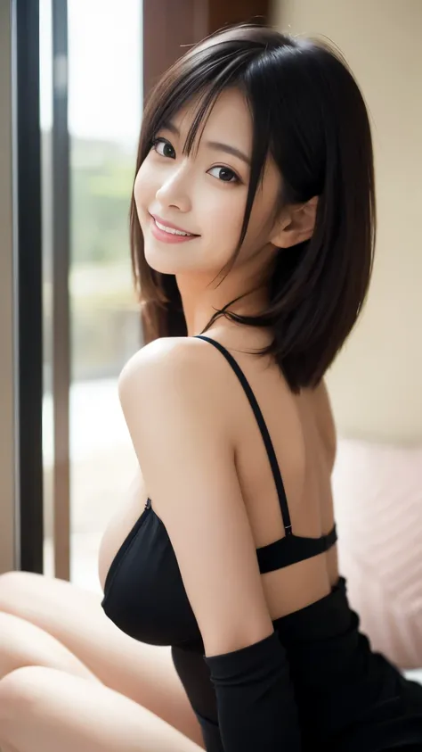 Best-quality, Masterpiece, Ultra-High-Resolution, (Photorealistic:1.4), Raw-Photo, 1girl, the most popular Japanese idol, (upturned ass), extremely cute face like the most famous Japanese idol, ((extremely beautiful big-black-eyes)), extremely beautiful bl...