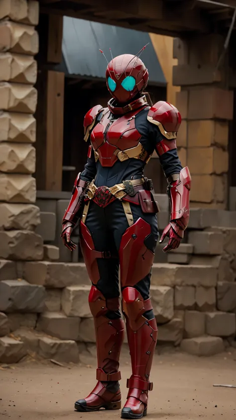 A woman adorned in fantasy-style full-body armor, a crown-concept fully enclosed helmet that unveils only her eyes, a composite layered chest plate, fully encompassing shoulder and hand guards, a lightweight waist armor, form-fitting shin guards, the overa...