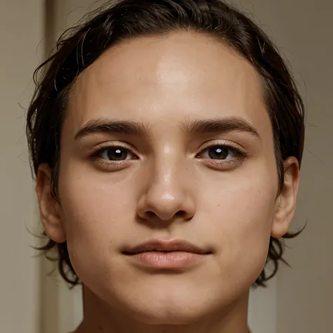 Diamond face shape, with almond small eyes, small nose, receding chin, and curly hair boy picture