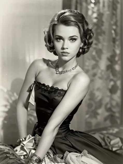 beautiful woman in the 50s of the 20th century，sexyposture