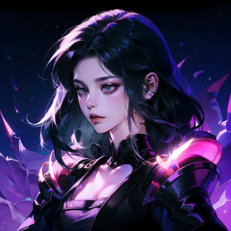 (high quality: 1.3), lens, masterpiece, (sharp focus: 1.5), (lifelike: 1.3), medium portrait (A beautiful young vampire woman, pale skin, Gothic, Still proud and fierce, Black short bob straight hair, dark appearance, Wearing a detailed dark tunic, dark at...