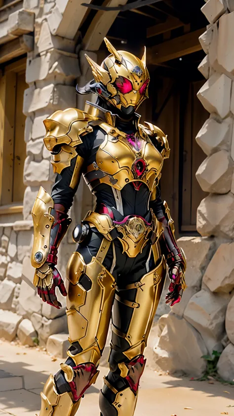 a woman adorned in fantasy-style full-body armor, a crown-concept fully enclosed helmet that unveils only her eyes, a composite ...