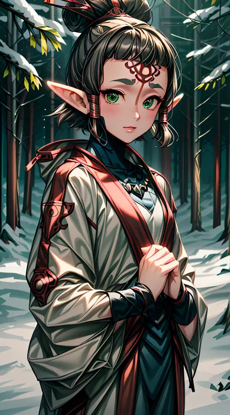 paya, cute  elf,(((little ,tiny little body,little))),(((6 years old))),((anime elf with extremely cute and beautiful brown hair)), (((elf))), (((elf ears))), ((((brown hair:1.35,short brown hair,boy haircut,tny short haircut,colored inner hair,ear breathi...