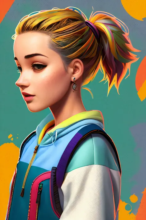 (estilo pixar:1.25) Um retrato na altura da cintura de uma garota punk em uma jaqueta de couro, penteado bob, gargantilha, textura natural da pele, Texturas 4K, hdr, intricado, altamente detalhado, sharp focus, cinematic appearance, hiperdetalhado 