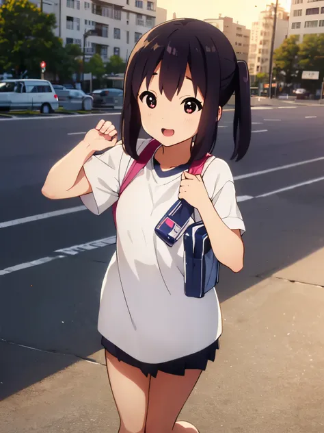 (best quality, masterpiece:1.2), 1girl, (((masterpiece))), (((full body))), (((running))), top-quality, top-quality, High Details, nakano azusa, 1girl, Sakuragaoka High School Uniform, sport clothes,short-sleeved sports shirt, shorts, Twin-tailed, length h...