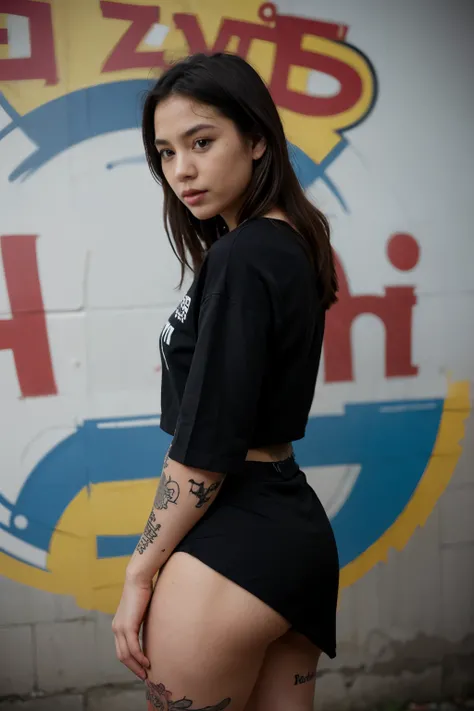 Graffiti, cartoon giant, tattoo designs, Thai fonts, colors, tattoo designs, Tiny black shirt short skirt