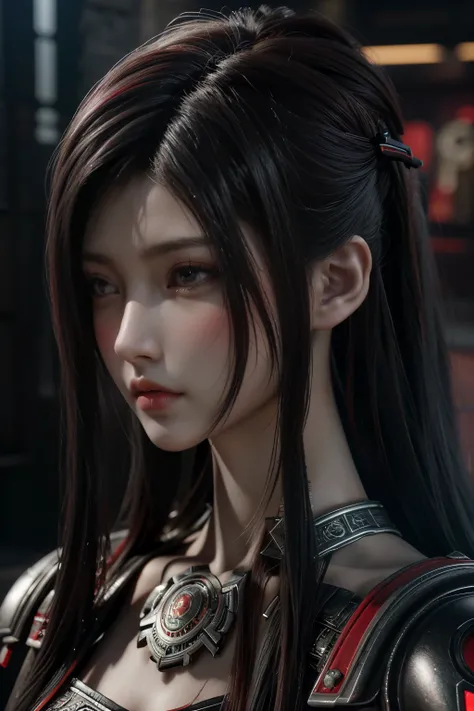 Masterpiece,Game art,The best picture quality,Highest resolution,8K,(Portrait),Unreal Engine 5 rendering works,(Digital Photography),((Portrait Feature:1.5)),
20 year old girl,Short hair details,With long bangs,(The red eye makeup is very meticulous),(With...