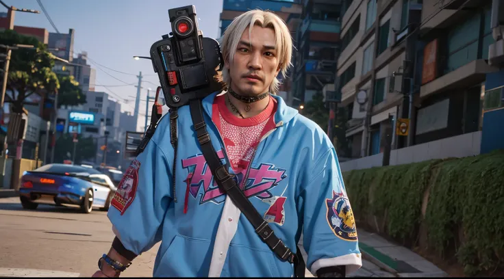 there is a man with a skateboard on his shoulder, new character, as a character in tekken, 8 k character details, cyberpunk street goon, 2020 video game screenshot, high detail iconic character, close up character, character close up, gta character, hyperd...