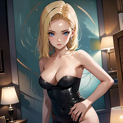 Android 18, peones rosas, naked, excitada, lista para tener sexo