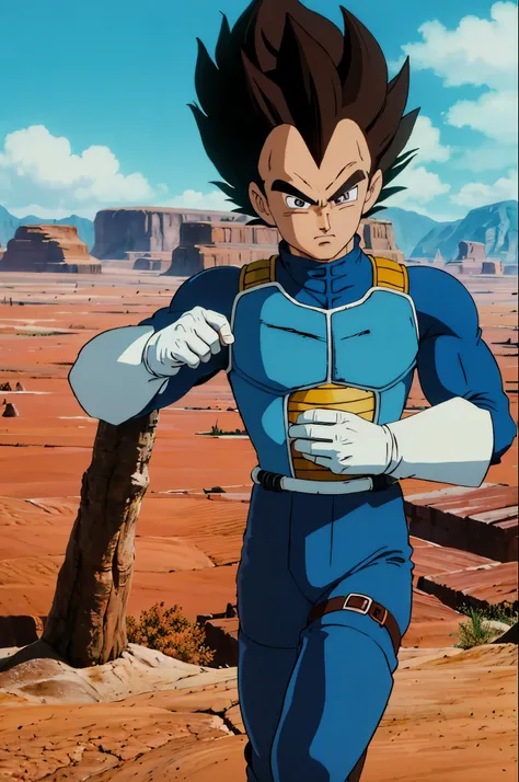 (cinematic, best quality:1.2), cowboy shot, solo, 1boy, vegeta, serious, looking at viewer, black spiked hair, black eyes, armor, white gloves