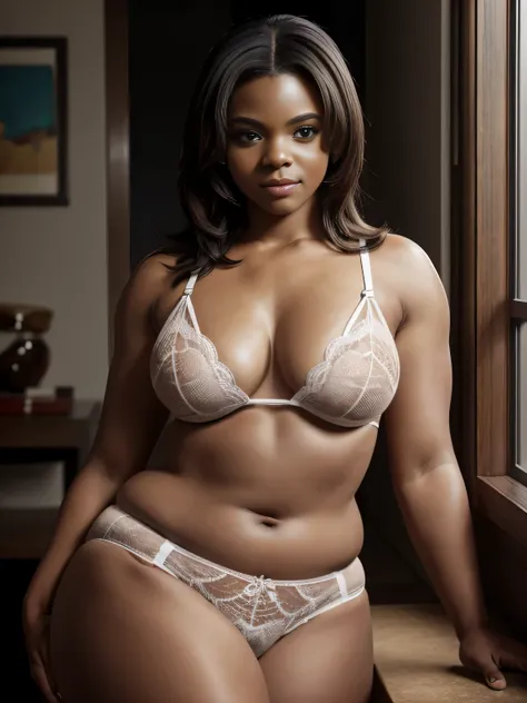 photo of a curvy african-american woman, candaceowens, lingerie models, lesbians, masterpiece, photorealistic, 8k