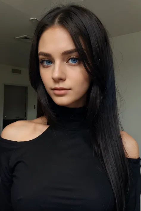 blue eyes, drill hair, beautifull, 24 years old, black color, american girl