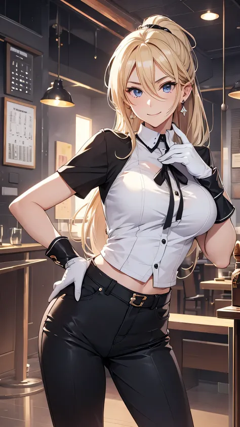 最high quality、best image quality、masterpiece、girl((20-year-old、 By becoming、vest bust、medium bust,wide open breast tea、shining eyes, blonde、long hair、thin,highest valley、ponytail、Very short shirt、short belly sports pants、cool pose、Please bring your smartph...