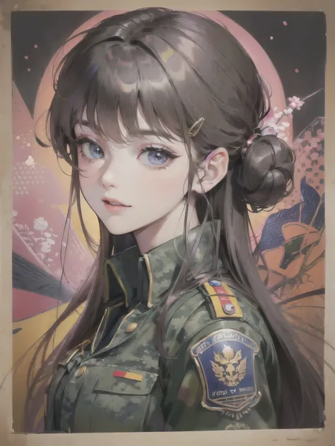 ((highest quality)),(ultra high resolution),(Super detailed),(detailed description),((best CG)),(best work of art),super precision art,amazing drawing art,(Art with precise details:1.5), (Women&#39;s military uniform:1.8),(beautiful and well-shaped face:1....