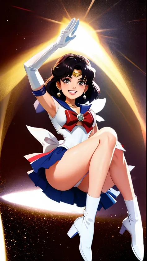 Sailor_moon, grin, whole body,, (Masterpiece, Best quality, detailed:1.3)