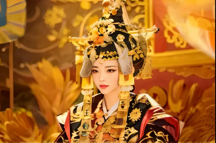 Close-up of woman wearing black and gold clothes, beautiful fantasy queen, queen of china, Beautiful renderings of the Tang Dynasty, Ancient Chinese princess, ((beautiful fantasy queen)), Tang Dynasty, ancient asian dynasty princess, ancient chinese beauti...