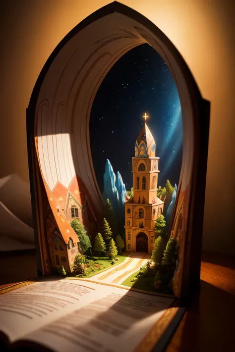 （popup book：1.5），（a fairy world），（plethora of colorest quality，detail detail，tmasterpiece，folk art，Cinematic lighting effects，4K，Chiaroscuro）