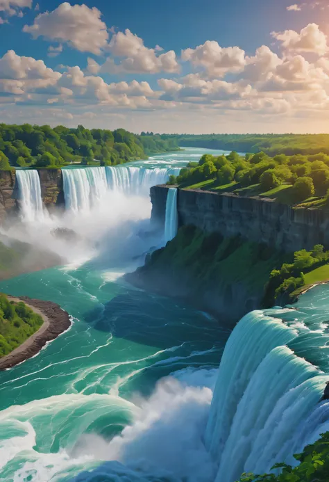 beautiful scenery,Niagara Waterfall,masterpiece, super detailed, epic work, best quality, 4k,