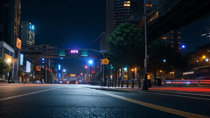 futuristic street view at night, eye level view and no model. (best quality, 4k, 8k, high resolution, masterpiece: 1.2), ultra d...