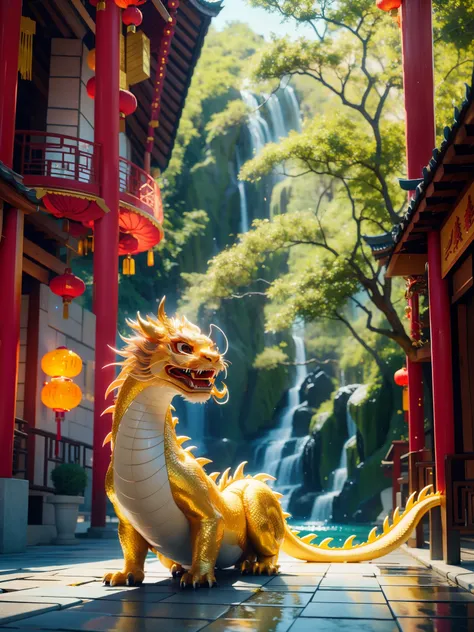 q version of chinese dragon，cute and cute，realistic ray tracing，true light reflection，real light refraction，super fine，super rea...