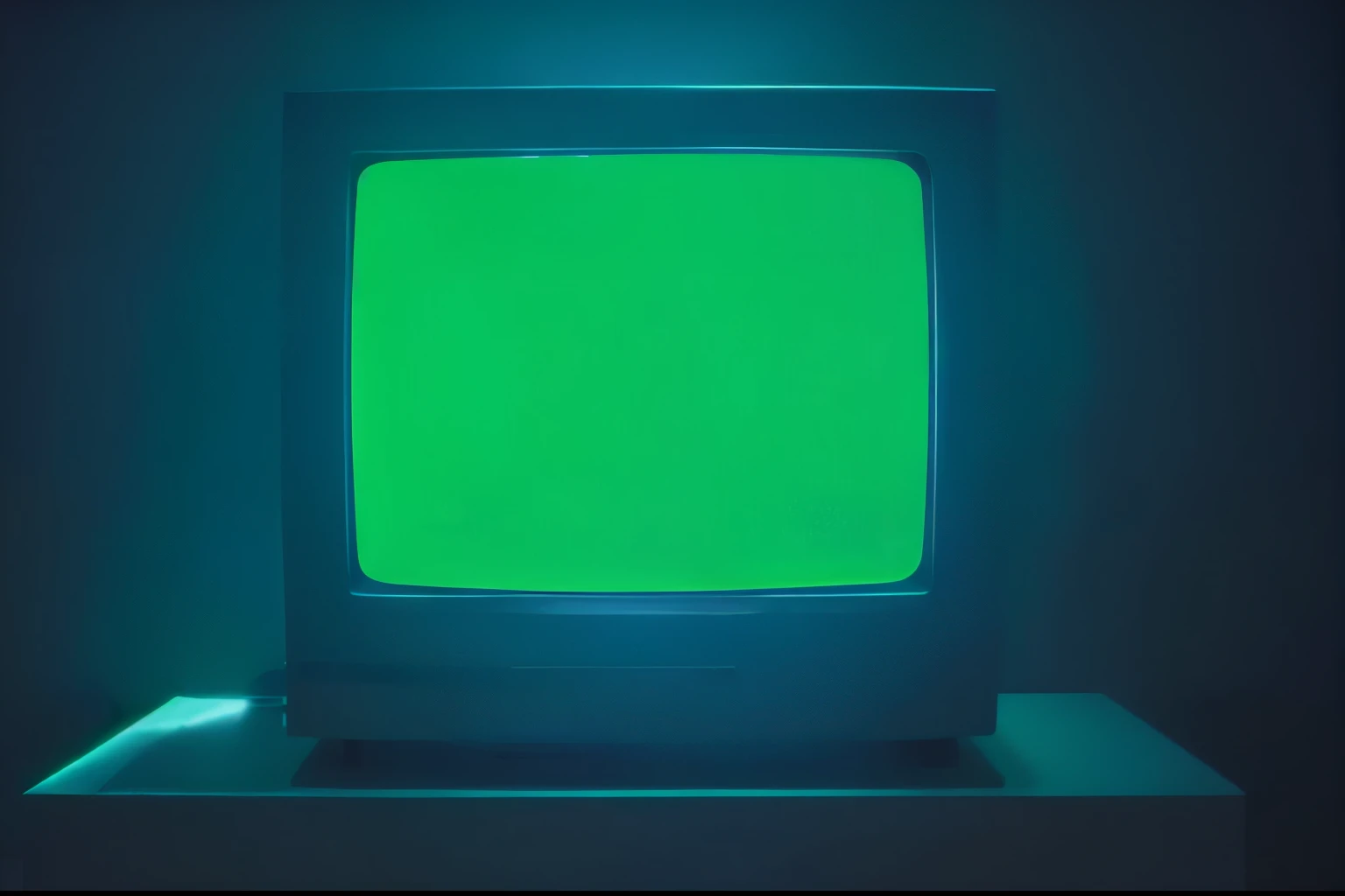 Uma tv dos anos 80 em uma sala pouco iluminada