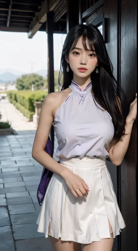 Master quality, highest quality, best picture quality, exaggerated details, a princess cute10 year old asian  with a shy expression, slightly squinted eyes, adjusting her hair, long eyelashes (long hair / very, very exaggerated big breasts, big tits / in p...