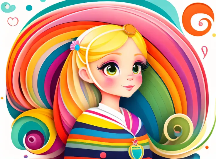 the colorida abstract of cute rapunzel, (colorida,altamente detalhado,arte vetorial)