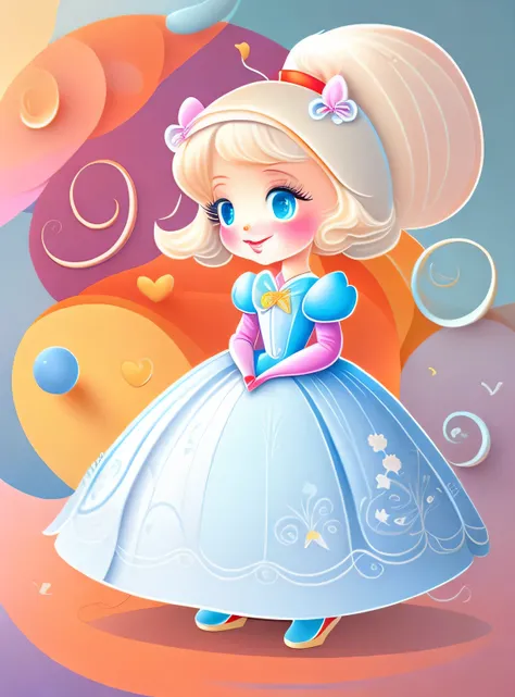 the colorida abstract of cute Cinderella, (colorida,altamente detalhado,arte vetorial)