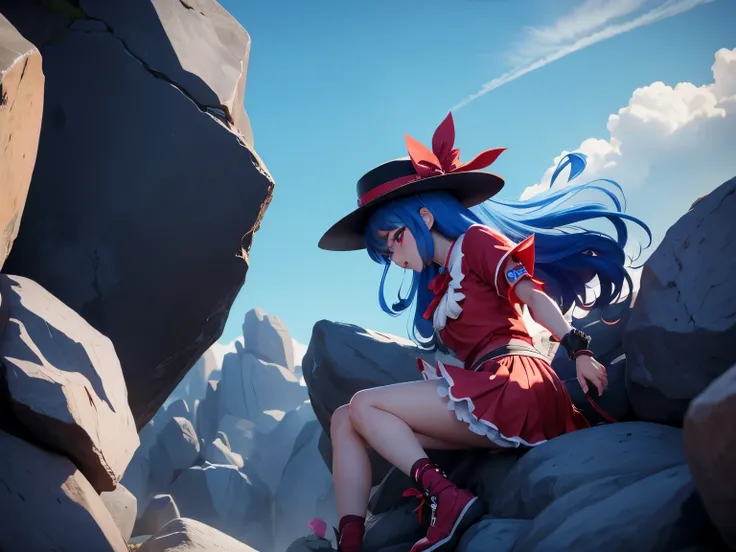 Reimu Hakurei looked at the sky.、I had a bad feeling、There are countless rocks large enough to put you in the shadow.、A girl with blue hair and a black hat comes down、A delinquent angel wearing a peach decoration、This is Hinanai Tenshi&#39;s next boss.