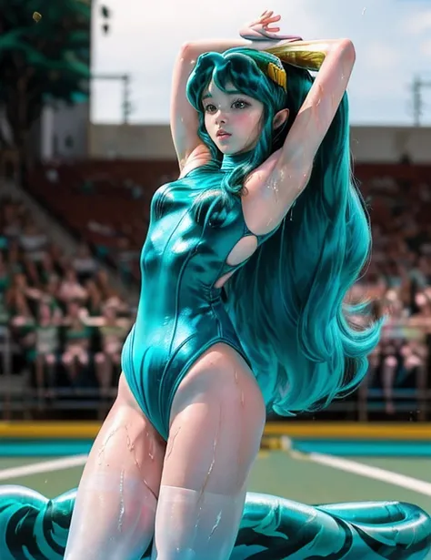 1 female gymnast, rum, (rum fucks guy in cowgirl:1.9), ((realistic, highest quality, High resolution, real women pictures:1.2)), (((A 15-year-old junior high school girl wearing a gymnastics leotard:1.9)), (White high neck leotard:1.7), (slender body shape...