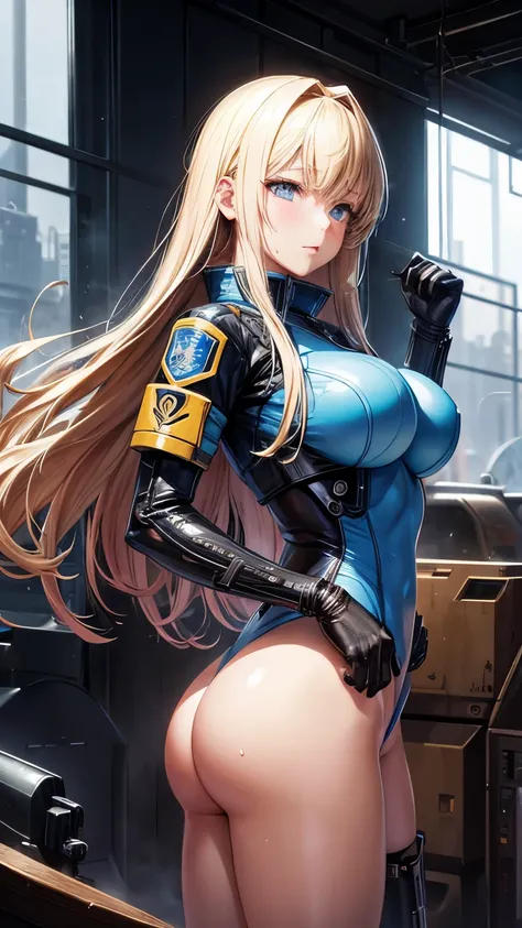 Katsuhiro Otomo, Naoyuki Kato, Bruce Pennington, Surreal, mysterious, strange, fantastical, fantasy, sci-fi, Japanese anime, beautiful blonde girl Alice in mechanical combat uniform, perfect voluminous body, destination is the underground world, detailed m...