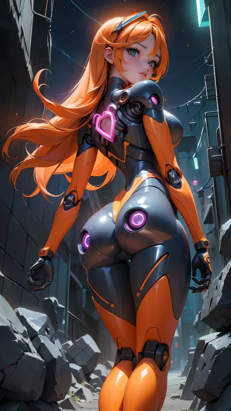 (rear view, backside view),(La mejor calidad,A high resolution,Ultra - detallado,actual)、(mirai ciborg :1.4) , ciberpunk、big glutes、arrodillarse、Electronic visor attached to the face of a 12 year old girl with emphasis on the buttocksskirt showing panties ...