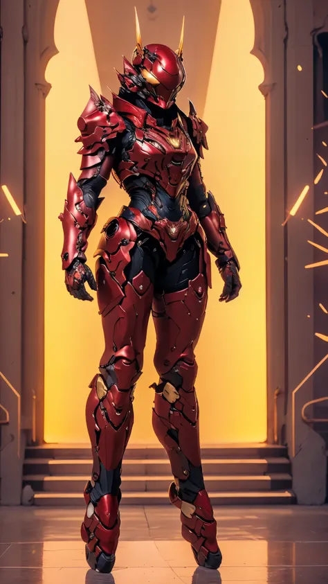 a woman adorned in fantasy-style full-body armor, a crown-concept fully enclosed helmet that unveils only her eyes, a composite ...