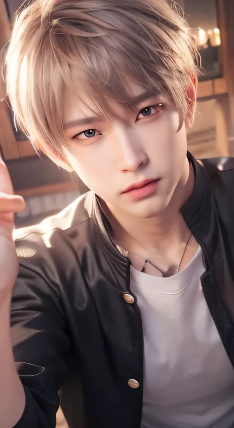 (Best quality, 8k, 32k, Masterpiece, UHD:1.2) there is a young man with a short hair and a jacket, hyper realistic anime, smooth anime cg art, photorealistic anime, hyperrealistic n- 4, ( ultra realistic ), realistic soft lighting, 2 b, 2b, akihiko yoshida...