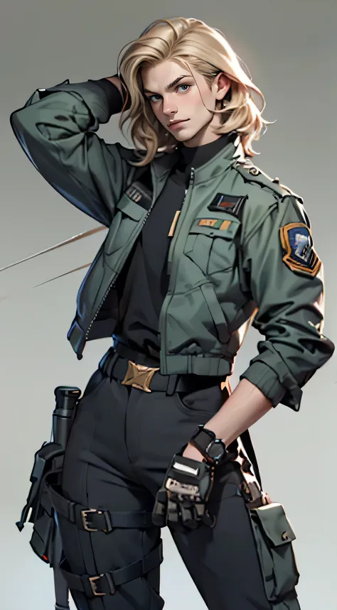 11:23(((best quality: 1.4))),(Unparalleled masterpiece), (Ultra high quality),(Hyper-realistic 8K CG)、（light hair），（Cross your waist with one hand），（Tech mech）， ((( Body))), (((1 girl in))), 25-year-old American soldier with perfect Body,,Beautiful and wel...