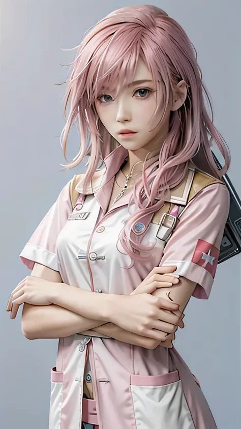 (masterpiece, highest quality:1.3)
1 girl, alone, long hair, pink hair、dressed as a nurse