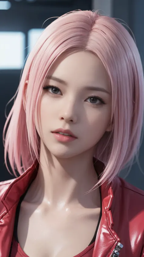 Close-up of two women with pink hair and red jackets, anime realism style, unreal 5. RPG portrait, cgsociety portrait, realistic art style, Smooth anime CG art, Photorealistic anime girl rendering, Realistic anime 3d style, loss draw 1. 0, realistic 3d ani...